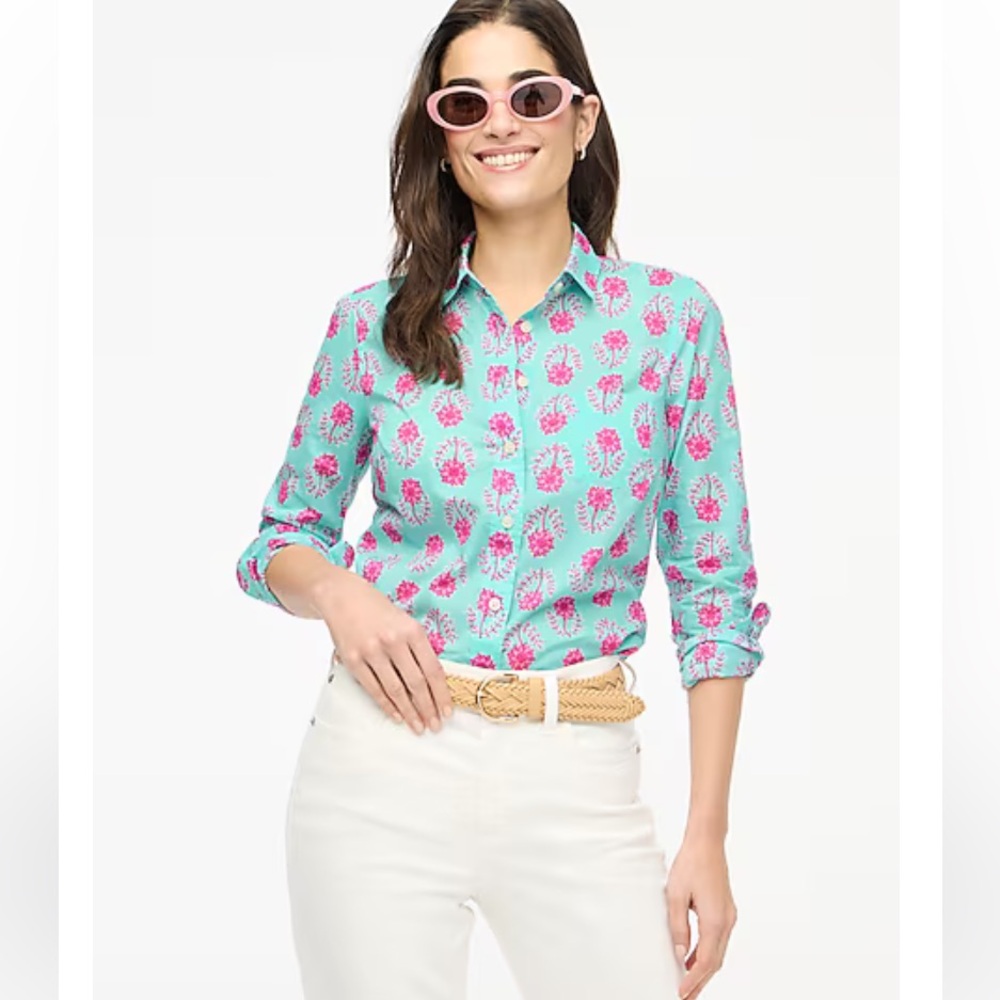 J CREW LIGHTWEIGHT COTTON SHIRT IN SIGNATURE FIT